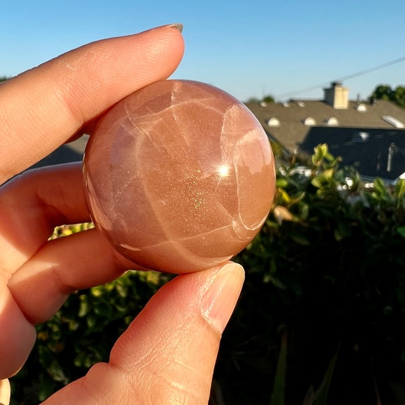 Peach Moonstone and Sunstone Sphere - Picture 4 of 6